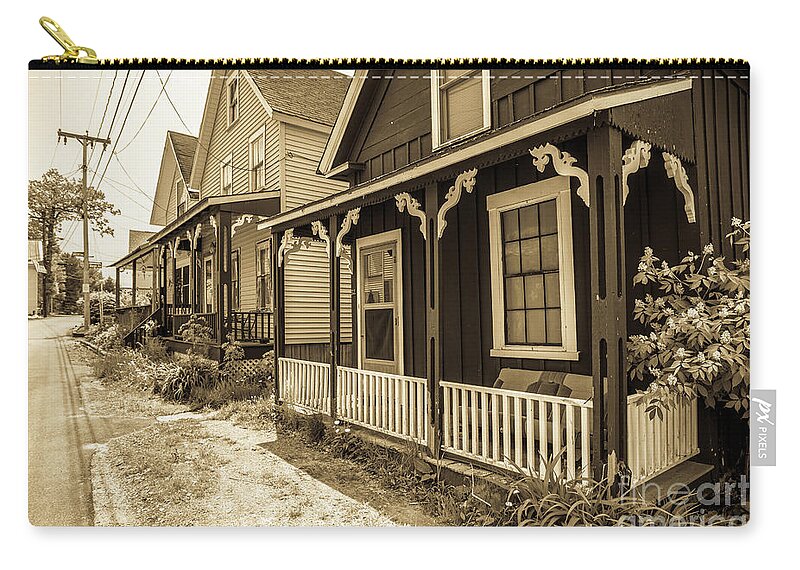 Beach Zip Pouch featuring the photograph Turn of the Century Cottages Weirs Beach New Hampshire by Edward Fielding