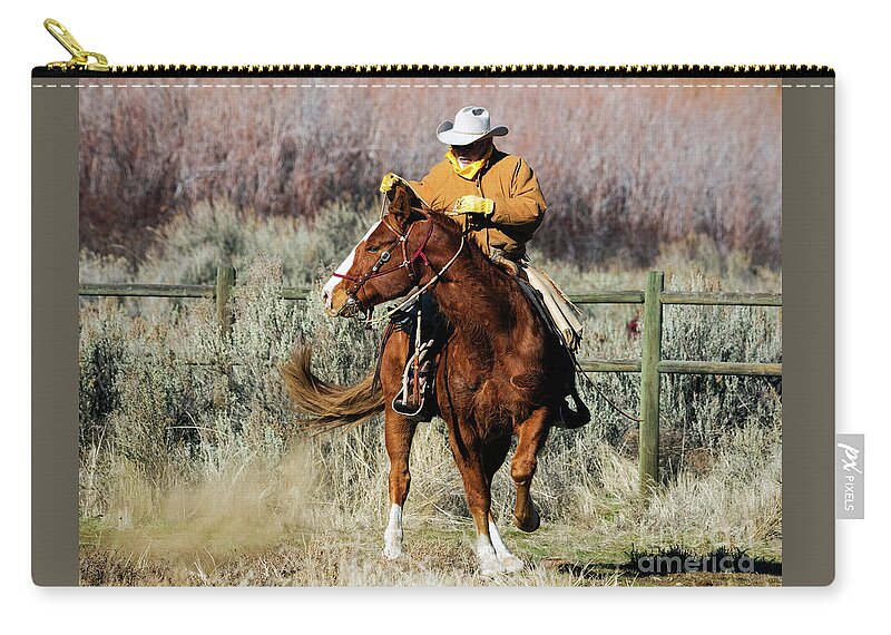 Cowboy Zip Pouch featuring the photograph Turn Right by Michael Dawson