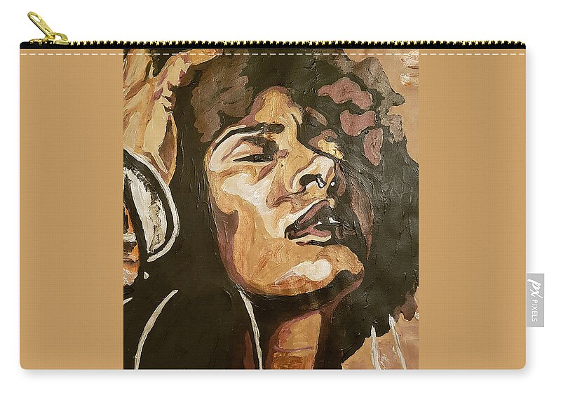 Black Woman Zip Pouch featuring the painting Turn Up The Quiet by Rachel Natalie Rawlins
