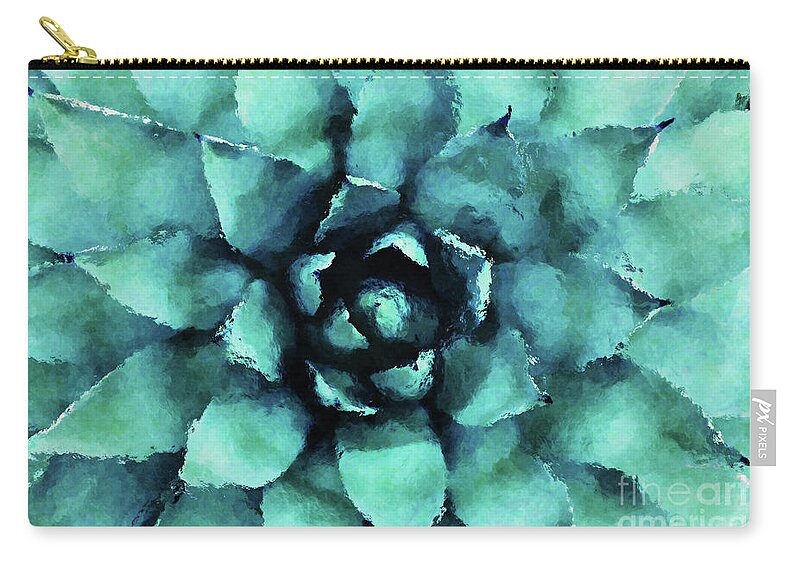Succulent Carry-all Pouch featuring the digital art Turquoise Succulent Plant by Phil Perkins