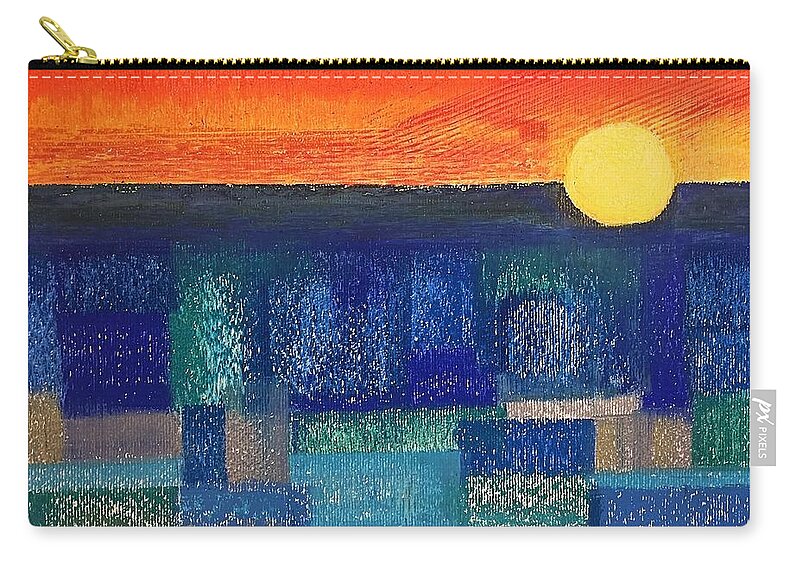 Sunset Zip Pouch featuring the painting Turquoise Sunset by Norma Duch