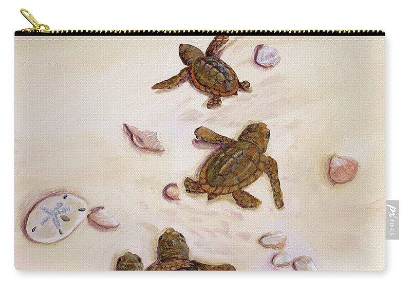 Sea Turtles Carry-all Pouch featuring the painting Turtle Christmas Tree by Donna Tucker