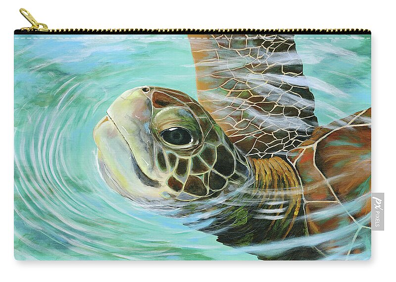 Turtle Carry-all Pouch featuring the painting Turtle Up by Donna Tucker