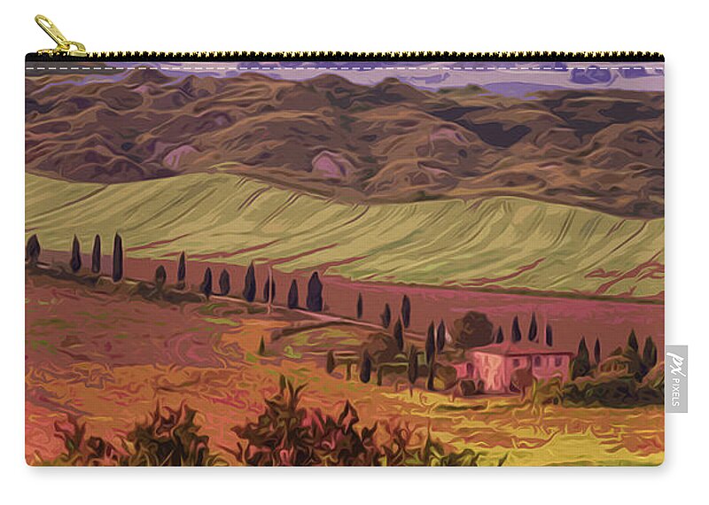 Tuscany Landscape Zip Pouch featuring the painting Tuscany, Beauty of the World by AM FineArtPrints