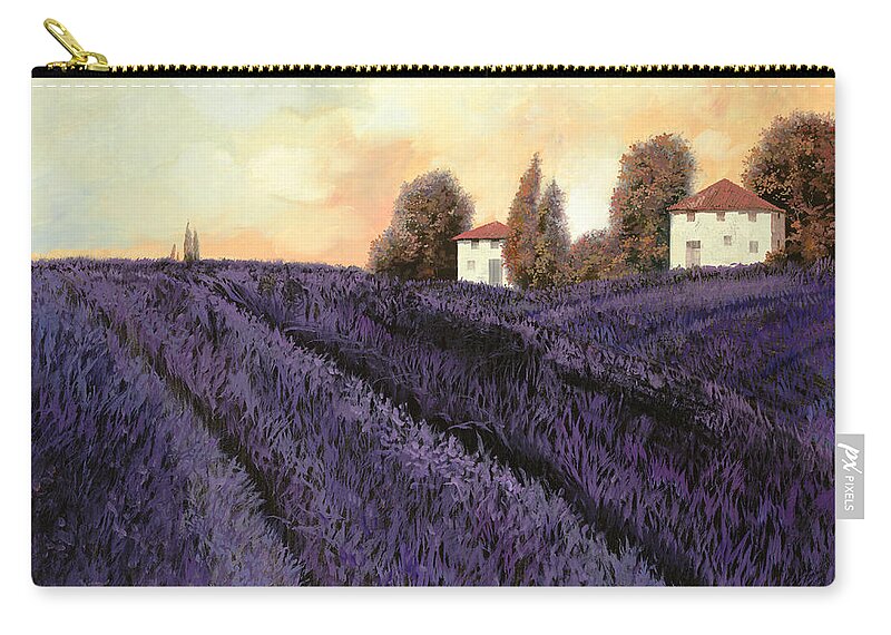 Lavender Zip Pouch featuring the painting Tutta lavanda by Guido Borelli