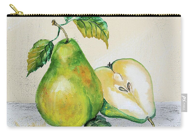 Pears Zip Pouch featuring the painting Tutti Fruiti Pears 2 by Jean Plout