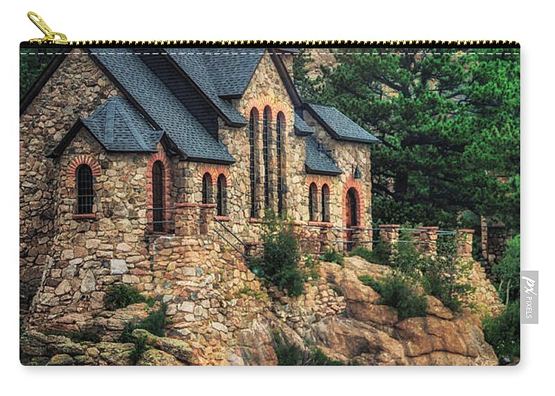 Chapel On The Rock Zip Pouch featuring the photograph Twilight at Chapel On The Rock by Juli Ellen