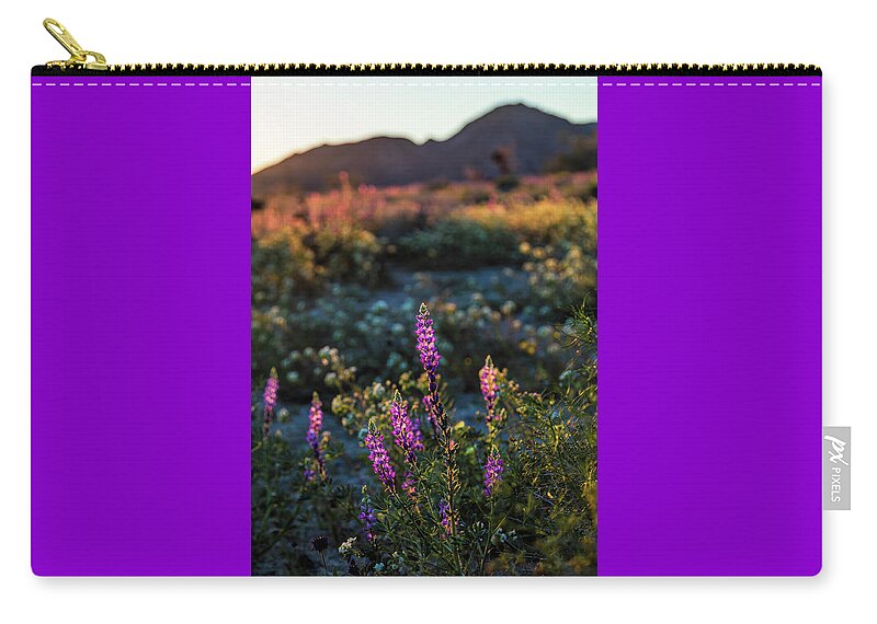 Landscape Zip Pouch featuring the photograph Twilight Lupine by Laura Roberts