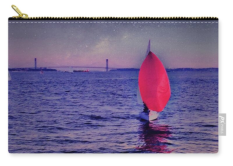 Twilight Spinnaker Zip Pouch featuring the photograph Twilight Spinnaker by Sandy Taylor
