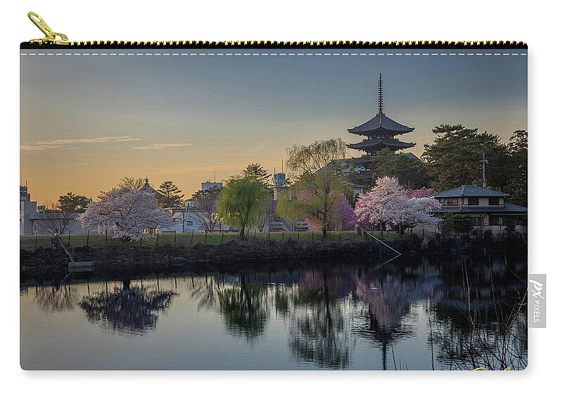 Blossoms Zip Pouch featuring the photograph Twilight Temple by Rikk Flohr