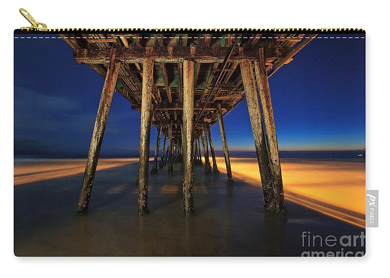 Imperial Beach Zip Pouch featuring the photograph Twilight Under the Imperial Beach Pier San Diego California by Sam Antonio