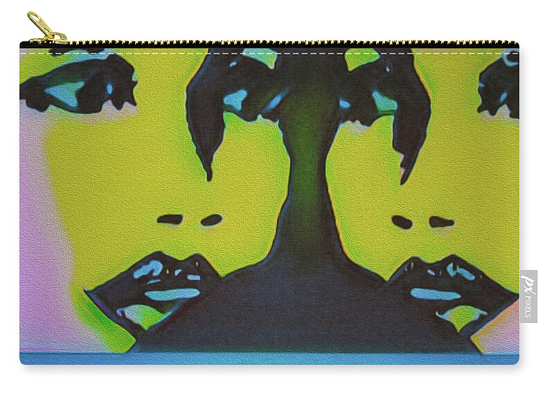 Faces Zip Pouch featuring the painting Twin Faces by Robert Margetts
