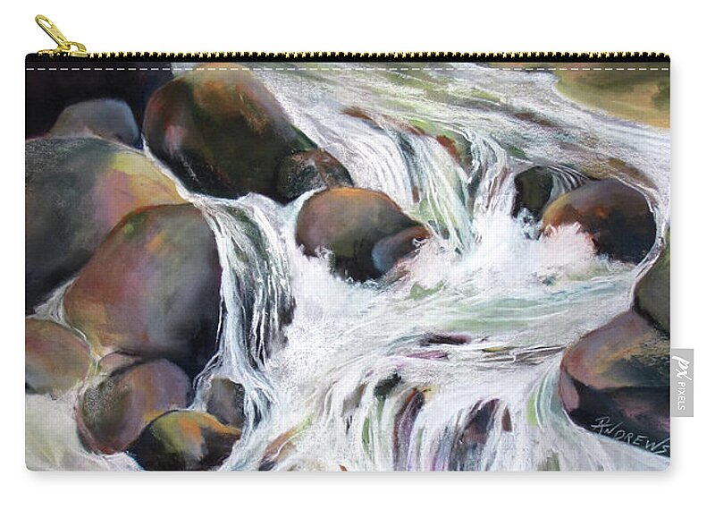 Water Zip Pouch featuring the painting Twin Falls by Rae Andrews