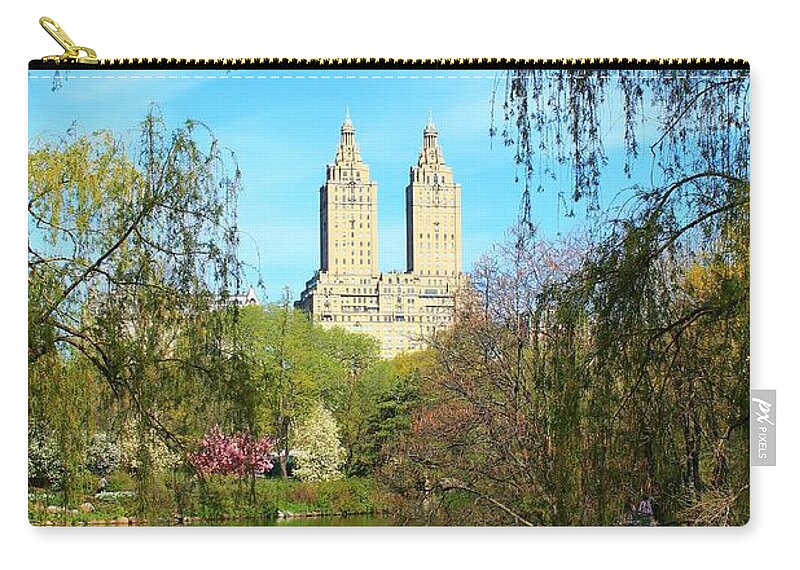 Central Park Zip Pouch featuring the photograph Twin Reflections by Catie Canetti