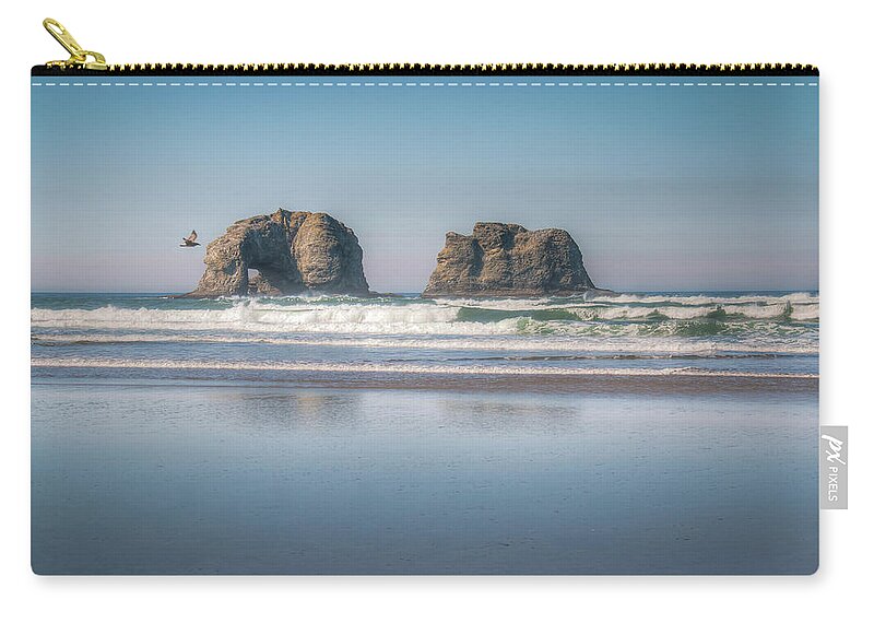 Twin Rocks Zip Pouch featuring the photograph Twin Rocks 0663 by Kristina Rinell