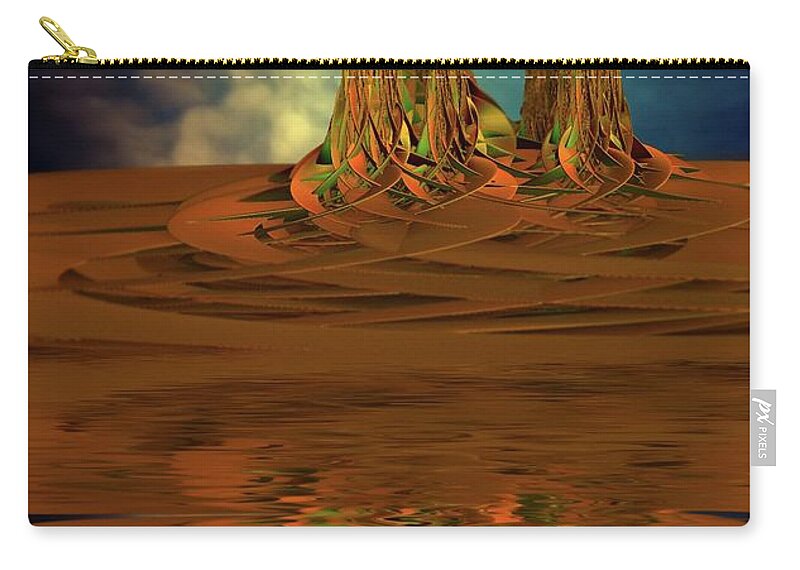 3d Zip Pouch featuring the digital art Twin Towers - reflection by Lilia S