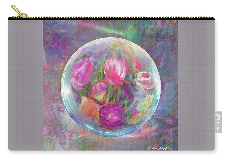 Tulip Abstract Zip Pouch featuring the digital art Tulip Twirl by Robin Moline
