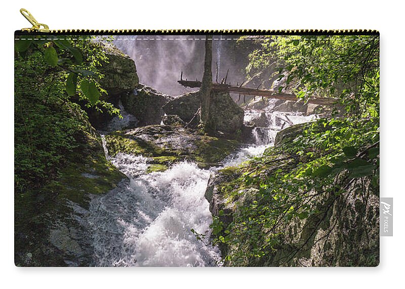Water Zip Pouch featuring the photograph Twisted Falls by Alan Raasch