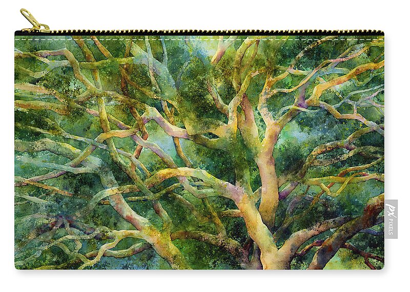 Oak Zip Pouch featuring the painting Twisted Oak by Hailey E Herrera