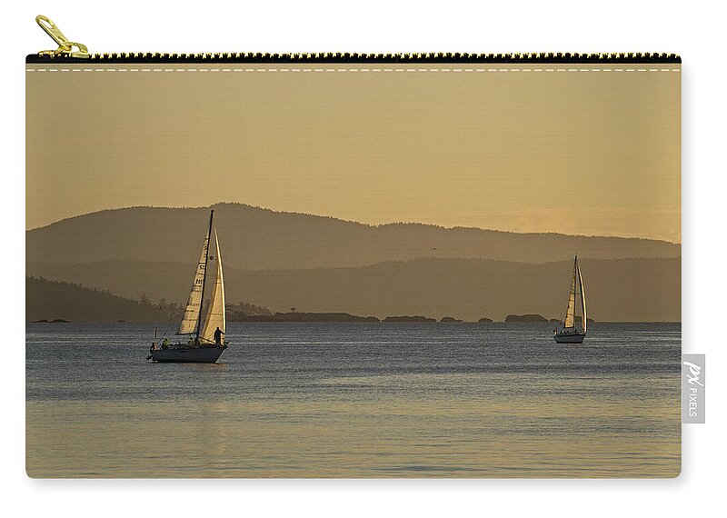 Sunrise Zip Pouch featuring the photograph Two boats by Inge Riis McDonald
