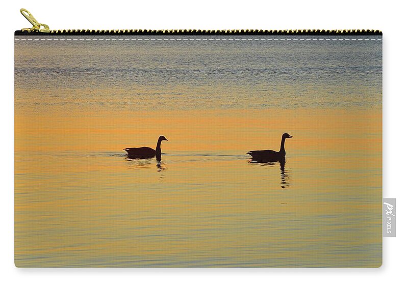 Abstract Zip Pouch featuring the digital art Two Canadian Geese by Lyle Crump