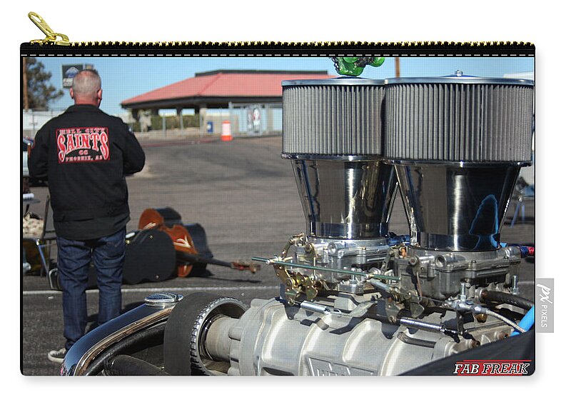 Ratrod Zip Pouch featuring the photograph Two carbs are better than one by Darrell Foster