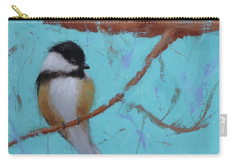 Bird Zip Pouch featuring the painting Two Chicakdees by Monica Burnette