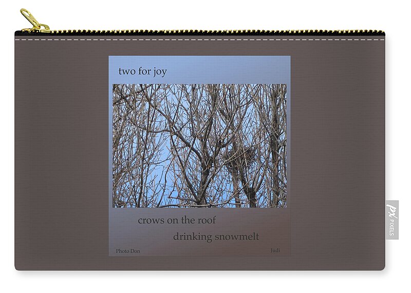 Poetry Zip Pouch featuring the digital art Two for Joy Spring Haiga by Judi and Don Hall