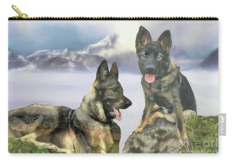 German Shepherd Zip Pouch featuring the photograph Two German Shepherds by Janette Boyd