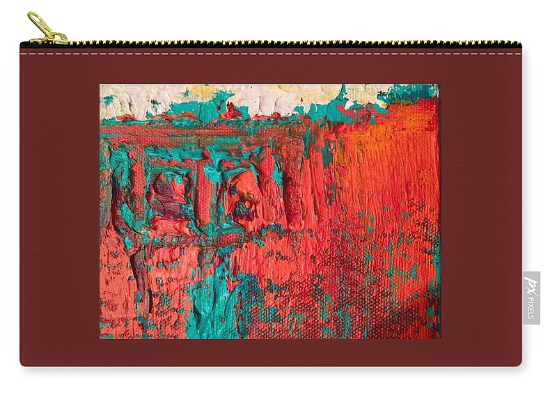 .contemporary Modern Abstract Palette Knife Bold Expressive Lively Zip Pouch featuring the painting Two by Heather Roddy
