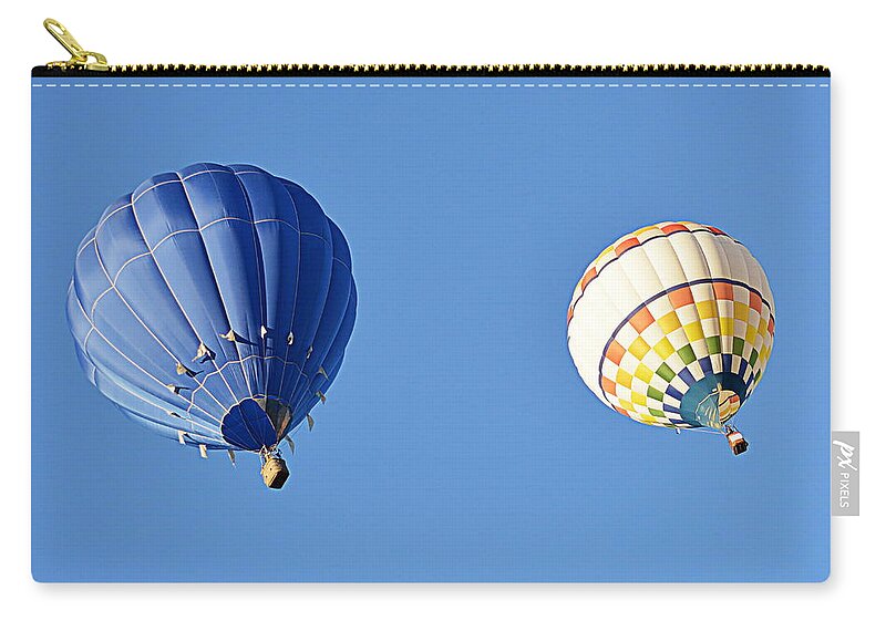 Hot Air Balloon Zip Pouch featuring the photograph Two High in the Sky by AJ Schibig