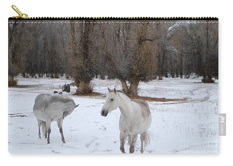 Horses Zip Pouch featuring the photograph Two Hrses by Jim Goodman