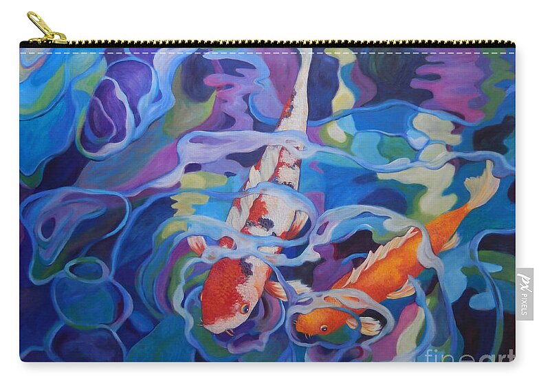 Top Artist Zip Pouch featuring the painting Two Koi by Sharon Nelson-Bianco