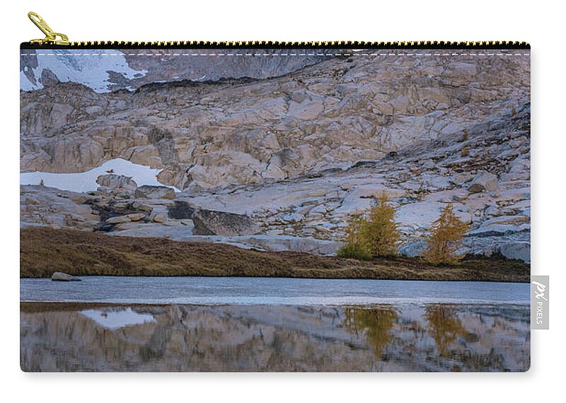 Enchantments Zip Pouch featuring the photograph Two Larches by Mike Reid