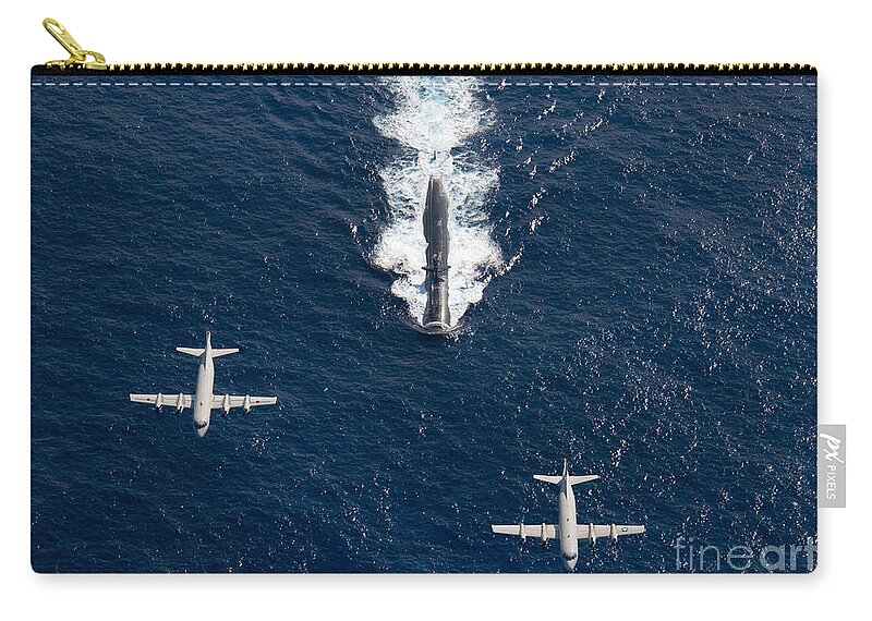 Aircraft Zip Pouch featuring the photograph Two P-3 Orion Maritime Surveillance by Stocktrek Images