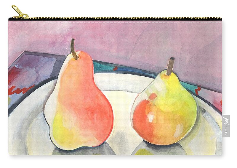 Pear Carry-all Pouch featuring the painting Two Pears by Helena Tiainen