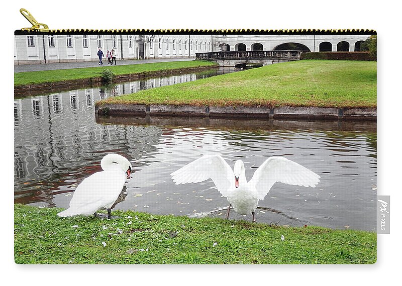 Swan Zip Pouch featuring the photograph Two Swans by Pema Hou