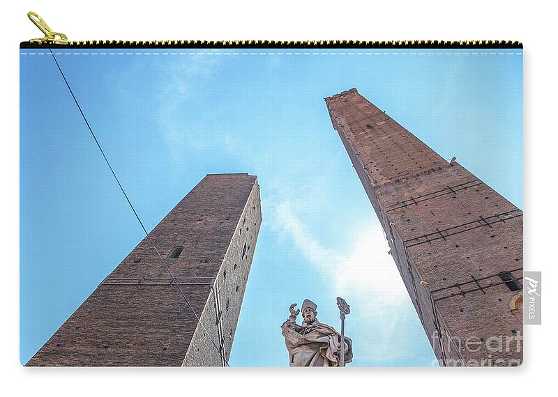 Bologna Zip Pouch featuring the photograph Two Towers Bologna by Benny Marty