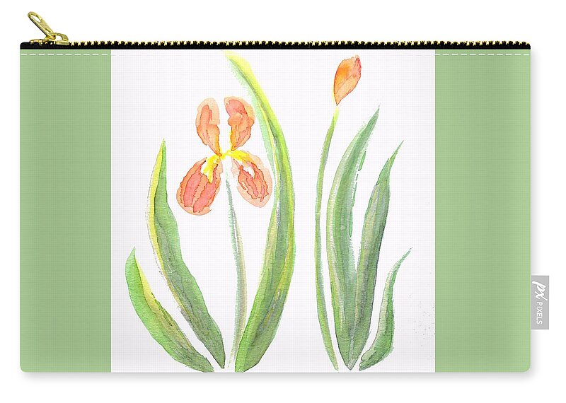 Art Carry-all Pouch featuring the painting Two Iris II watercolor by Delynn Addams