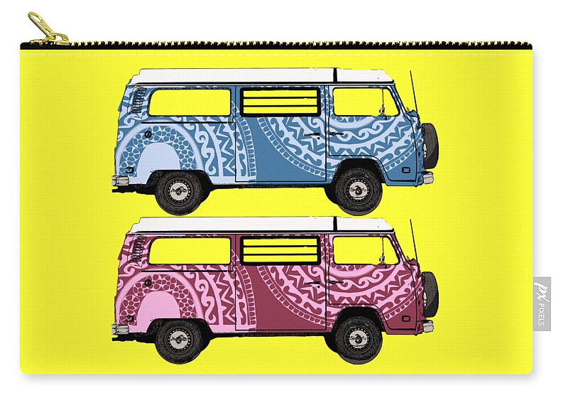 Two Zip Pouch featuring the digital art Two VW Vans by Piotr Dulski