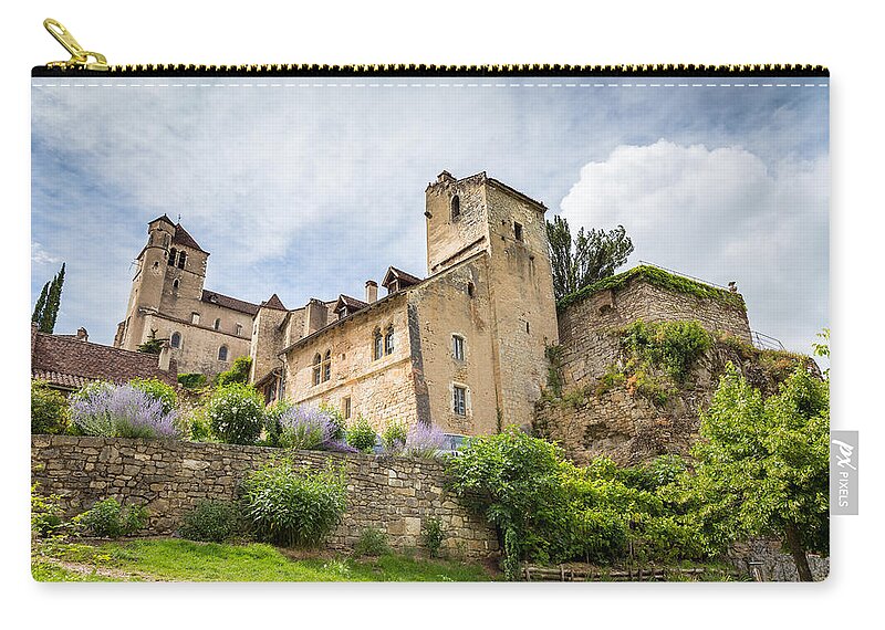 Blue Zip Pouch featuring the photograph Typical architecture in Saint Circ Lapopie by Semmick Photo