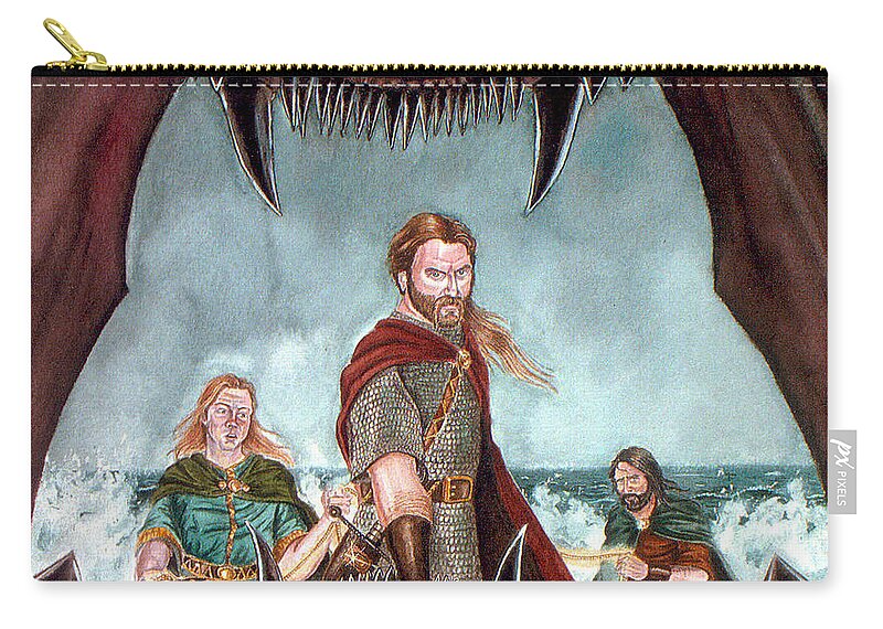 Viking Zip Pouch featuring the painting Tyr's Challenge by Norman Klein