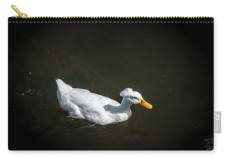 Crested Domestic Duck Zip Pouch featuring the photograph U Qwak Me Up by Daniel Hebard
