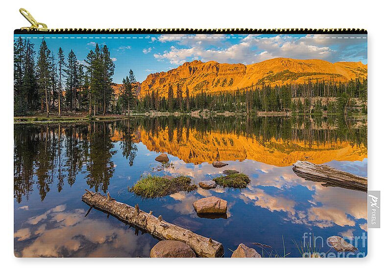 Sunset Reflection Zip Pouch featuring the photograph Uinta Mountains Sunset - Hayden Peak - Butterfly Lake - Utah by Gary Whitton