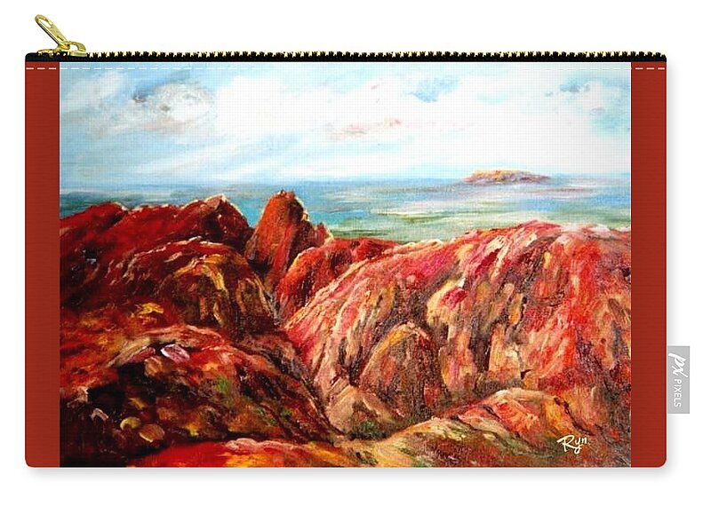 Uluru Zip Pouch featuring the painting Uluru viewed from Kata Tjuta by Ryn Shell