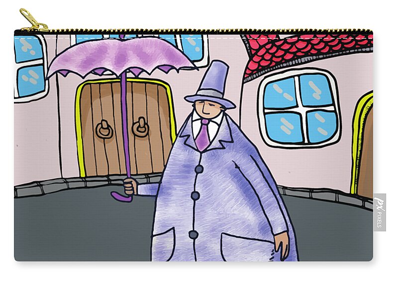 Umbrella Zip Pouch featuring the digital art Umbrella man by Piotr Dulski