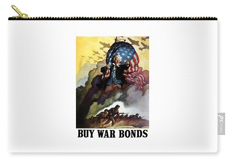 Uncle Sam Zip Pouch featuring the painting Uncle Sam - Buy War Bonds by War Is Hell Store