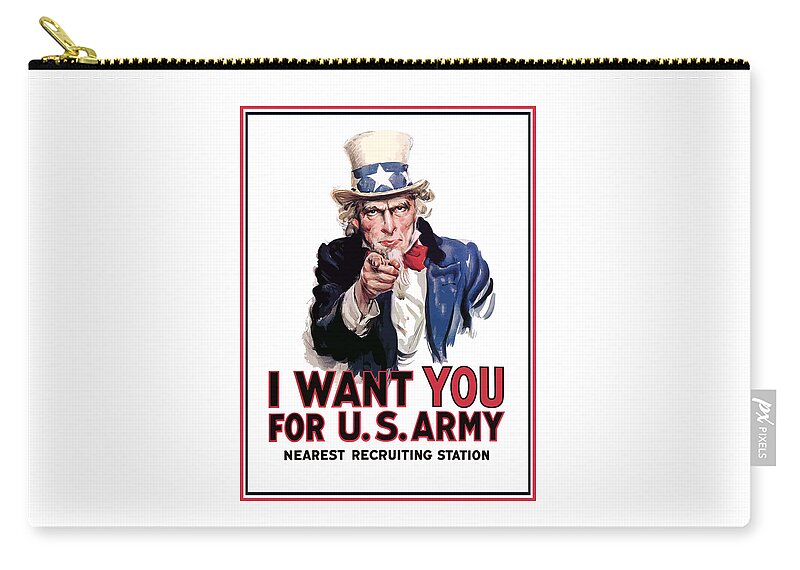 Ww2 Carry-all Pouch featuring the painting Uncle Sam -- I Want You by War Is Hell Store