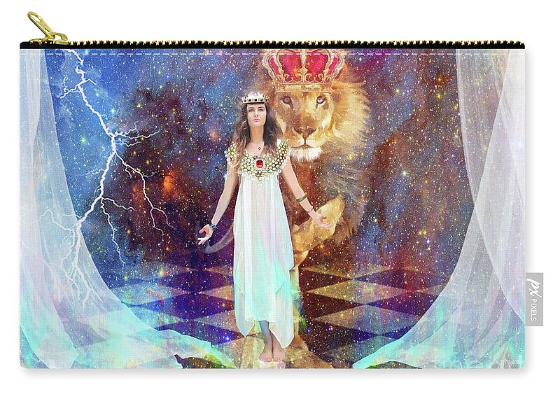 Esther Zip Pouch featuring the mixed media Unconditional Surrender  by Dolores Develde