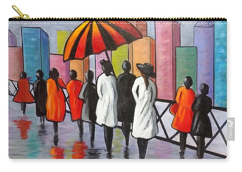 Figurative Zip Pouch featuring the painting Under my Umbrella by Rosie Sherman